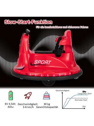 COSTWAY 6V Aufsitz Autoscooter LED in Rot