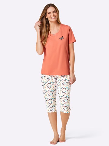 WITT WEIDEN Capri-Anzüge in weiß-bedruckt + papaya