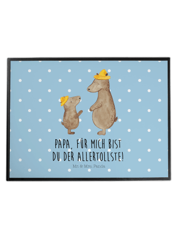 Mr. & Mrs. Panda Schreibtischunterlage Bären mit Hut mit Spruch in Blau Pastell