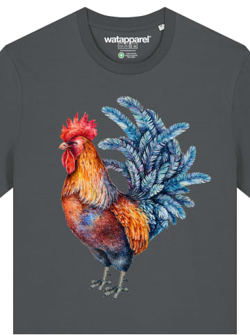 wat? Apparel T-Shirt Grimmiger Gockel in Grau