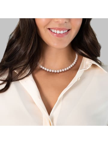 Valero Pearls Kette Sterling Silber Süßwasser-Zuchtperle weiß in weiß