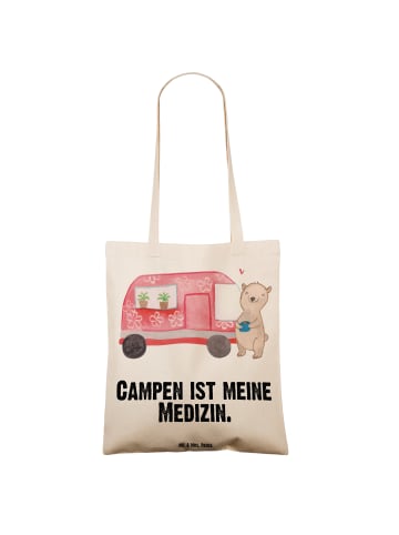 Mr. & Mrs. Panda Tragetasche Bär Camper mit Spruch in Creme