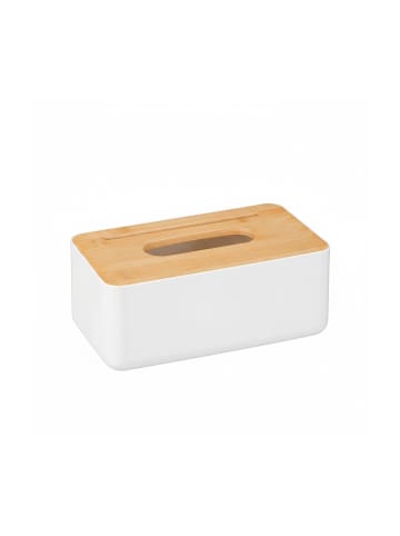 relaxdays Tücherbox in Weiß/ Natur- (B)23 x (H)10 x (T)13 cm