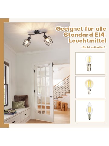 ZMH Deckenleuchte in schwarz 2-flammige E14 Schwenkbar Vintage Deckenspot