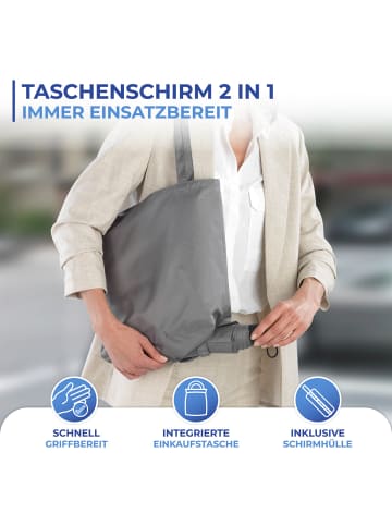 Maximex 2-in-1 Taschenschirm, 40 x 40 cm in Grau