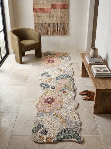 KADIMA DESIGN Wollteppich fussbodenheizung-geeignet CHAR Blütenmuster Wohnzimmer in Hellrosa