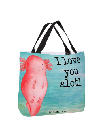 Mr. & Mrs. Panda Shopper Tasche Axolotl Liebe Design mit Spruch in Weiß