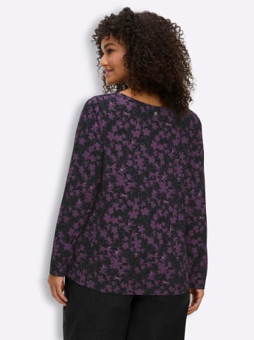 sheego Langarm-Shirt in schwarz-traube-gemustert