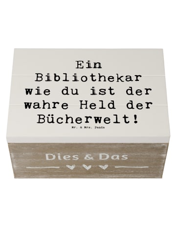 Mr. & Mrs. Panda Box Spruch Bibliothekar Held mit Spruch in Weiß