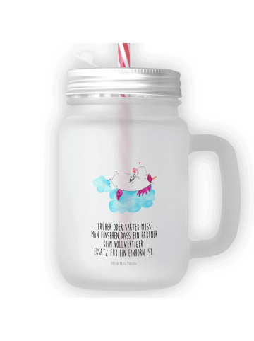 Mr. & Mrs. Panda Trinkglas Mason Jar Einhorn Verliebt mit Spruch in Transparent
