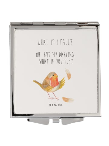 Mr. & Mrs. Panda Schminkspiegel Rotkehlchen Federn mit Spruch in Weiß