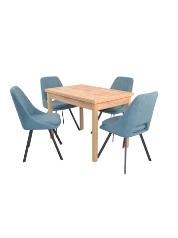 möbel-direkt 5tlg. Tischgruppe bestehend aus 4 Stühlen und 1 Esstisch in grau