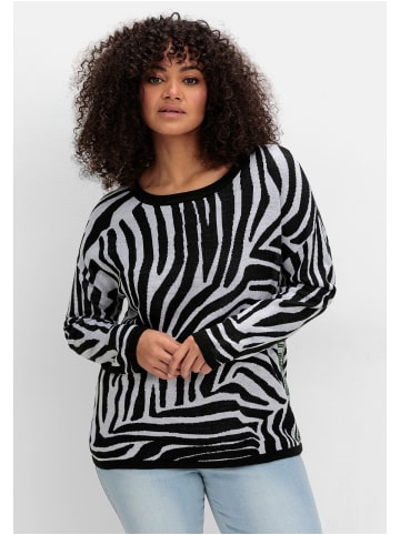 sheego Pullover in schwarz gemustert