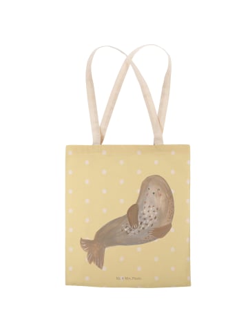 Mr. & Mrs. Panda Shopping Bag Robbe Lachen ohne Spruch in Gelb Pastell