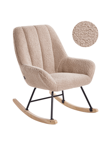 Beliani Schaukelsessel KINNO in Beige/Schwarz/Braun - (W) 67 x (H) 90 x (L) 81 cm