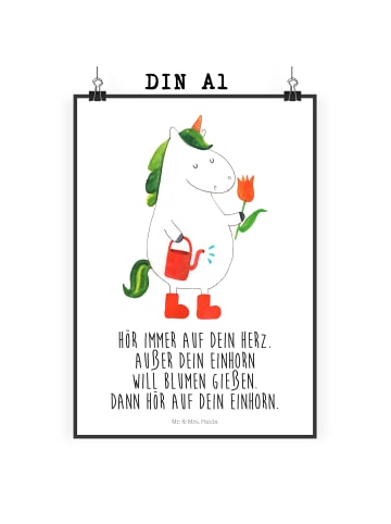 Mr. & Mrs. Panda Poster Einhorn Gärtner mit Spruch in Weiß