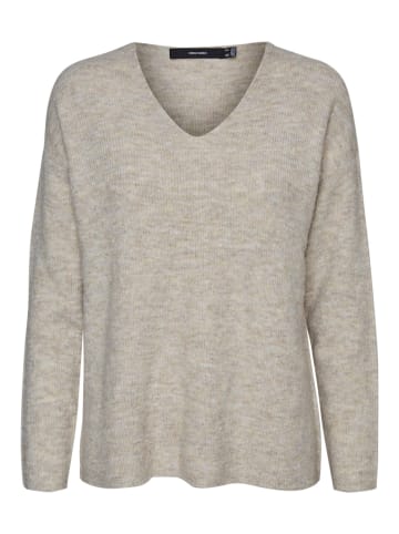 Vero Moda Strickpullover V-Ausschnitt Langarm Sweater in Beige