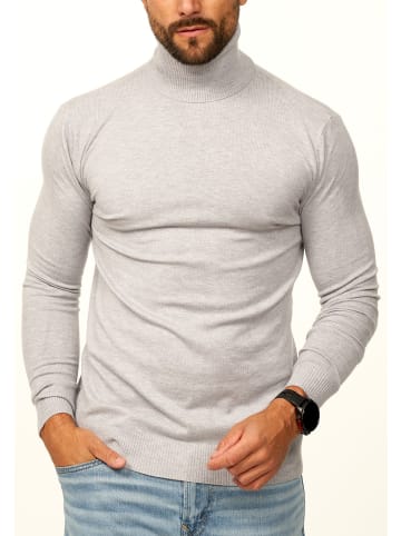 DAILY COTTON Rollkragenpullover - als Feinstrick Pulli in Slim Fit für Herren in Hellgrau