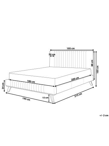 Beliani 2-tlg Doppelbett TALENCE in Grau/Braun
