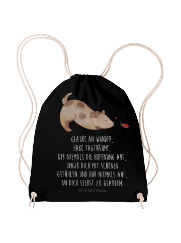 Mr. & Mrs. Panda Rucksack-Beutel Hund Marienkäfer mit Spruch in Schwarz