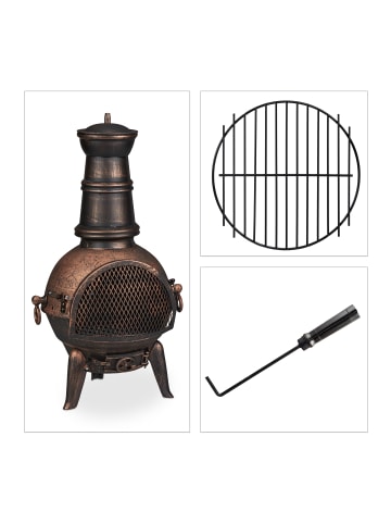 relaxdays Terrassenofen in Bronze - (B)46x (H)86 x (T)38 cm