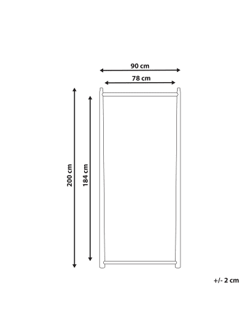 Beliani Wandspiegel CANET in Braun - (W) 90 x (H) 200 x (L) 8 cm Vertikal