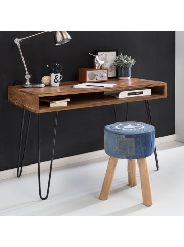 KADIMA DESIGN Massivholz Sheesham Schreibtisch Retro: Industrial, Große Tischplatte