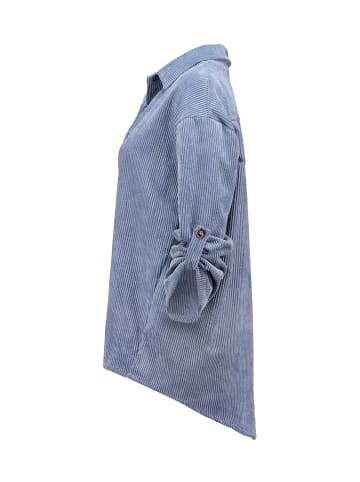 Hailys Legere Cord Blusen Hemd mit Knopfleiste Aufgerollte Ärmel in Blau