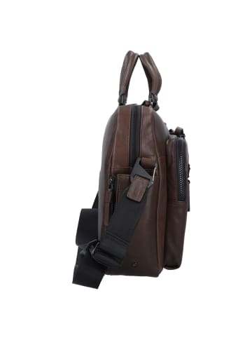 Piquadro Harper Aktentasche Leder 40 cm Laptopfach in dark brown