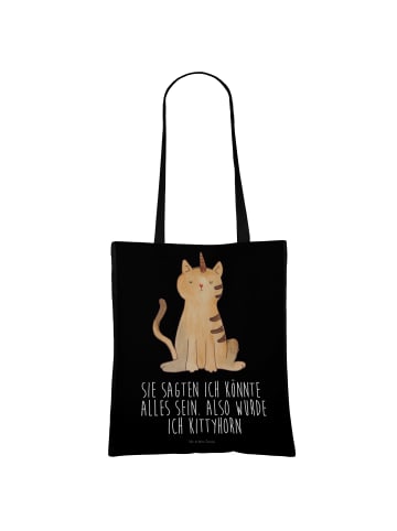 Mr. & Mrs. Panda stofftasche baumwolle Einhorn Katze mit Spruch in Schwarz