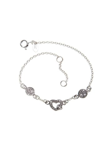 SILBERKETTEN-STORE 925 Silber Armband "Herz" mit Zirkoniasteinen