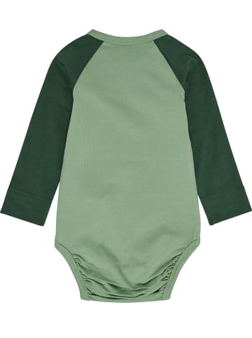 Hummel Druckknopf Strampler Raglanärmel Hmlstriped Jungen in HEDGE GREEN