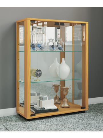 VCM  Glas Stand Vitrine Sammelvitrine Sintalo Spiegel in Buche