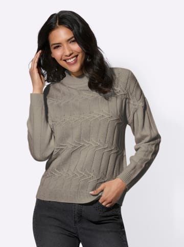 Sieh an! Stehkragenpullover in taupe