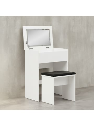 KADIMA DESIGN Schminktisch | Weiß, 60x81x40cm, Mit Hocker, Spiegel