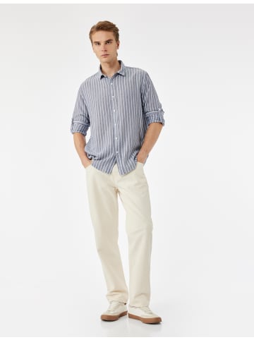 KOTON SHIRTS LS in Marineblau Gestreift