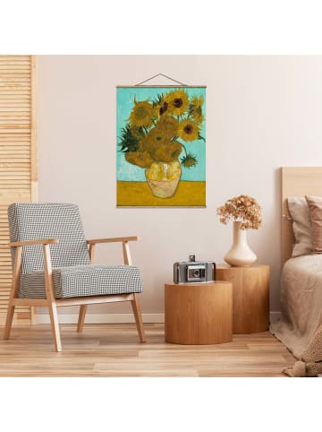 WALLART Stoffbild - V. van Gogh - Vase mit Sonnenblumen in Gelb