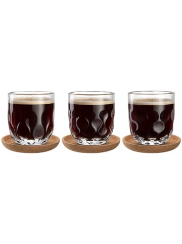 3er Set Kaffee-Set mit Untersetzer Gocce in Transparent 220 ml