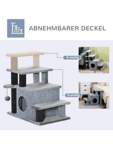 Pawhut Katzentreppe Grau 60L x 40B x 66H cm