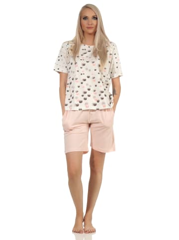 NORMANN kurzarm Schlafanzug Shorty Pyjama TupfenPunkte - 62107 in rosa