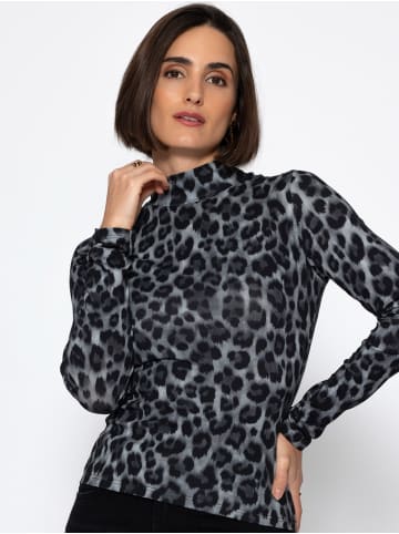 SASSYCLASSY Langarmshirt im Leo-Print in Grau
