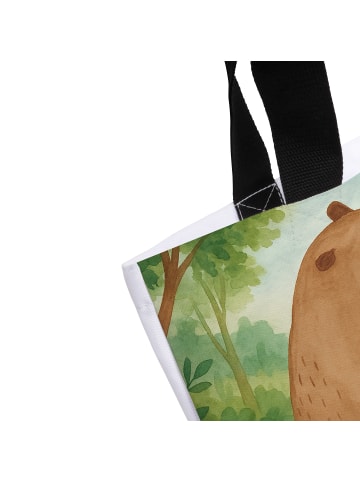 Mr. & Mrs. Panda Tote Bag Bär Schulterblick Design ohne Spruch in Weiß