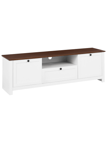 Beliani TV-Schrank PIMBA in Weiß/Braun - (W) 160 x (H) 50 x (L) 40 cm