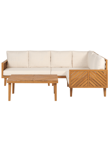 Beliani 2-tlg Sitzgruppe BARATTI in Heller Holzfarbton/Beige