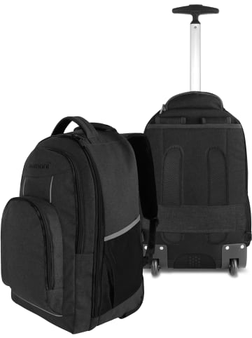 normani Rucksack mit Trolleyfunktion 30 Liter Yori in Schwarz mit Reflektoren