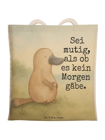 Mr. & Mrs. Panda Umhängetasche Schnabeltier Mut Design mit Spruch in Weiß