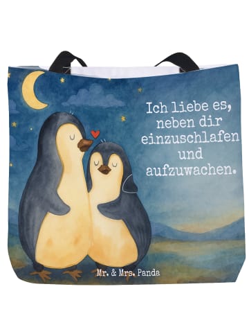 Mr. & Mrs. Panda Shopper Pinguine Einschlafen Design mit Spruch in Weiß