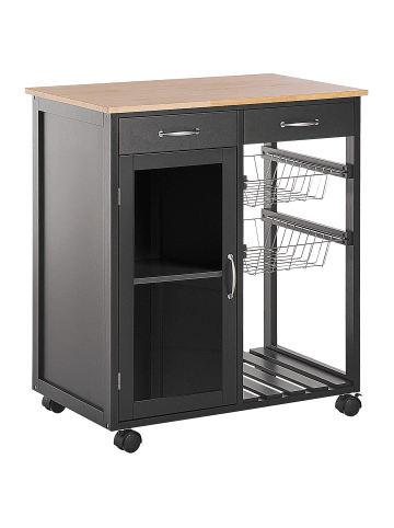Beliani Servierwagen BOVES in Schwarz/Braun - (W) 76 x (H) 88 x (L) 48 cm