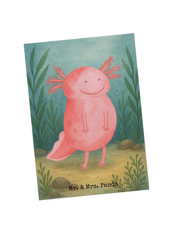 Mr. & Mrs. Panda Grußkarte Axolotl Glücklich Design ohne Spruch in Weiß