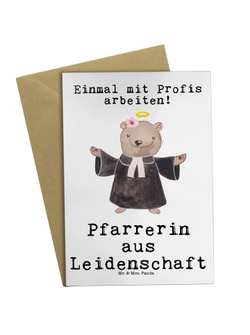 Mr. & Mrs. Panda Glückwunschkarte Pfarrerin Leidenschaft mit Spruch in Weiß